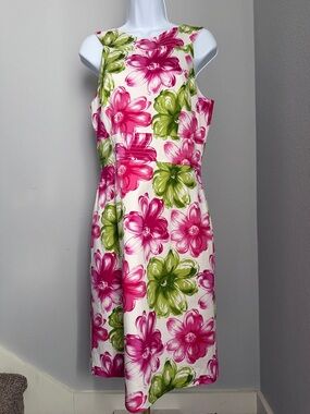 Jessica Howard Floral Sleeveless A-Line Dress in Pink & Green Size 10
